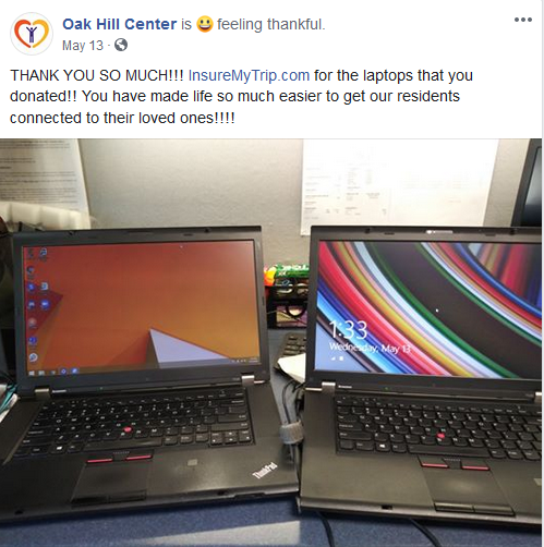 InsureMyTrip Donates Laptop Computers to Oak Hill Center