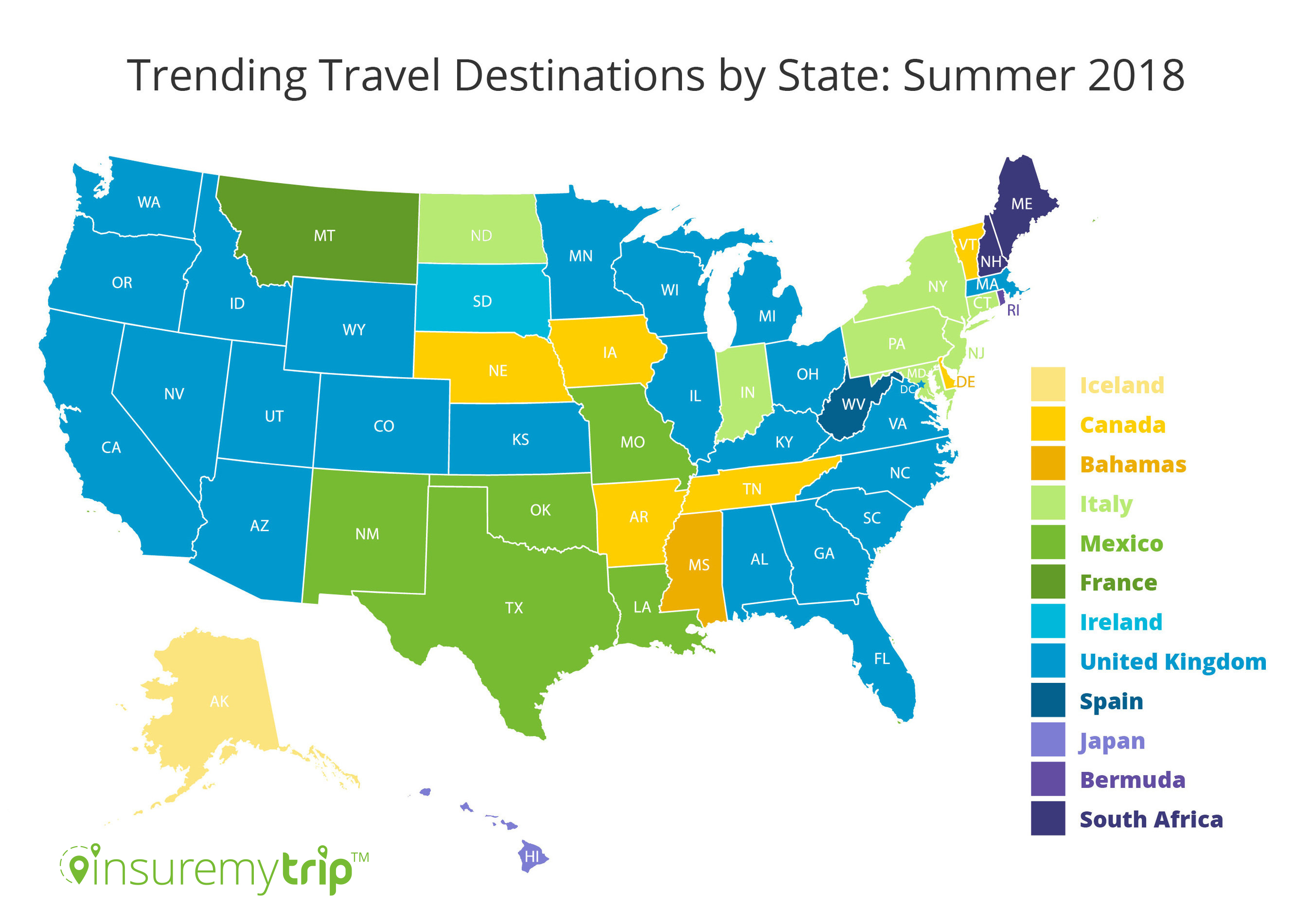 Most Popular Travel Destinations Per State 2018